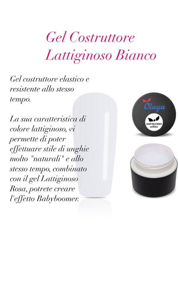 OLAYA GEL COSTRUTTORE UV-LED, RIBBON BABYBOOMER WHITE 100G